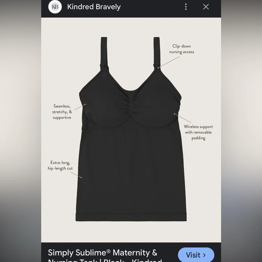 KINDRED BRAVELY Simply Sublime® Maternity & Nursing Tank Black Bra Medium Busty - Picture 5 of 14